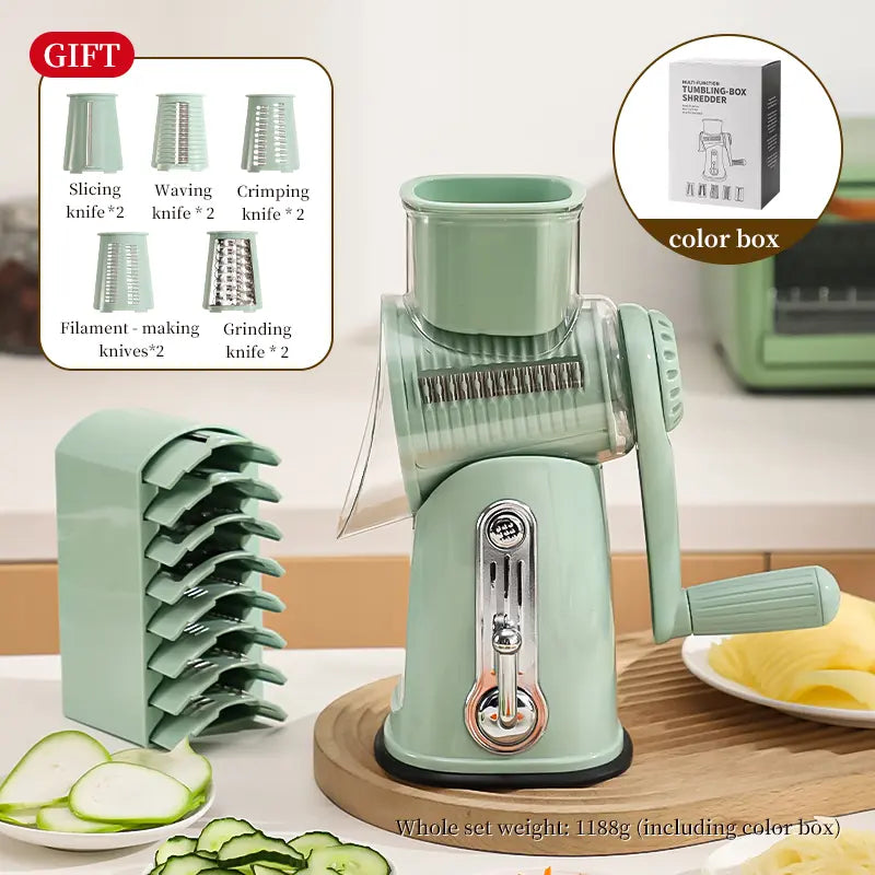 Rotary Cheese Grater & Vegetable Slicer with Suction Base