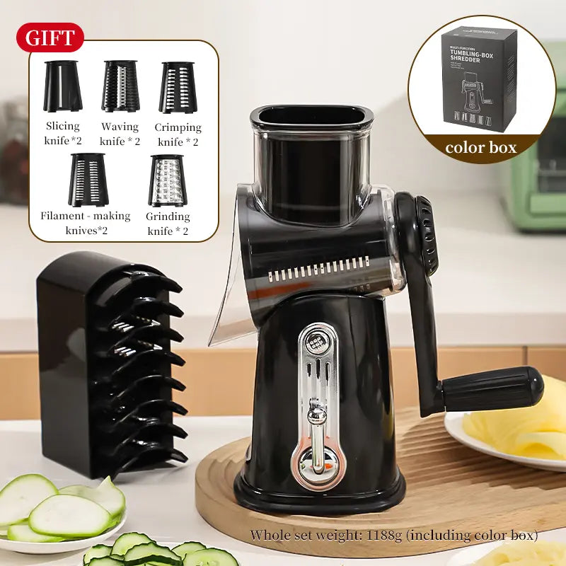 Rotary Cheese Grater & Vegetable Slicer with Suction Base