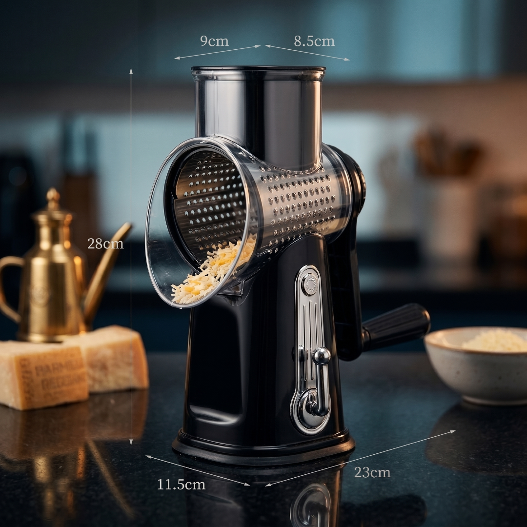 Rotary Cheese Grater & Vegetable Slicer with Suction Base