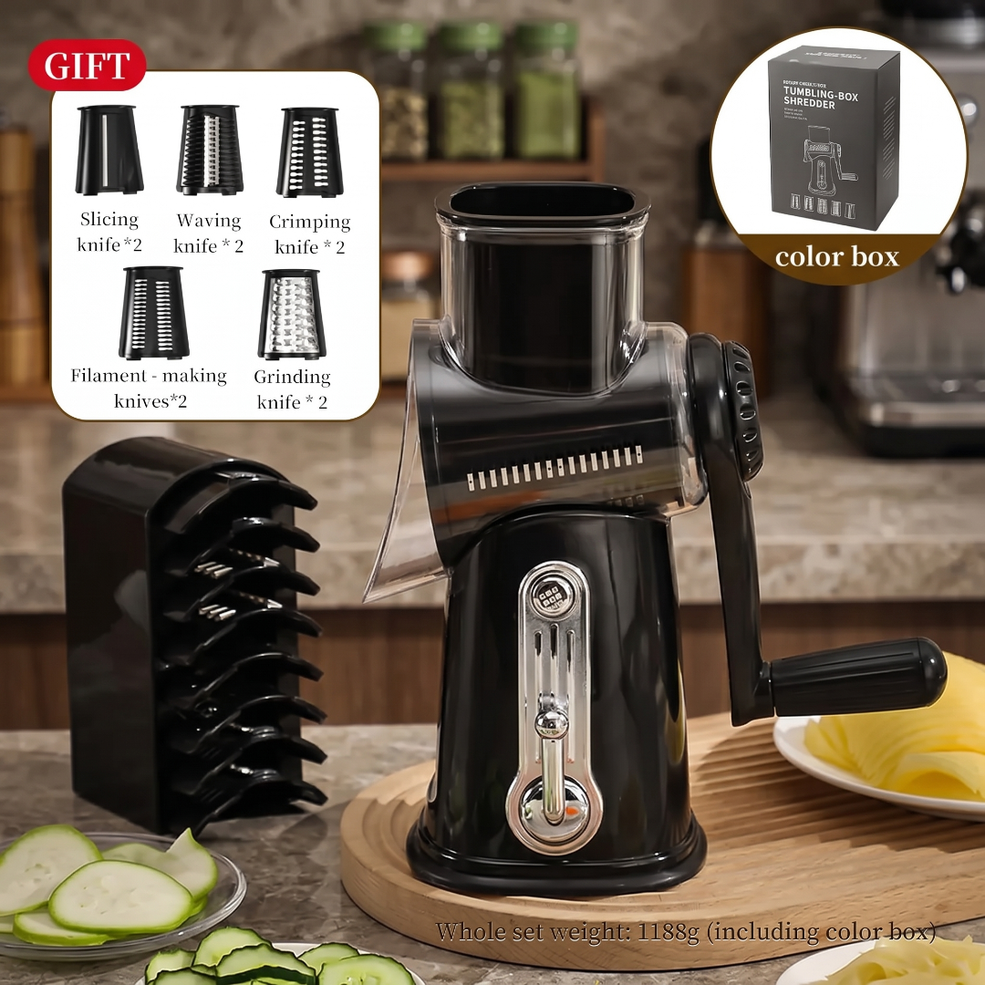 Rotary Cheese Grater & Vegetable Slicer with Suction Base