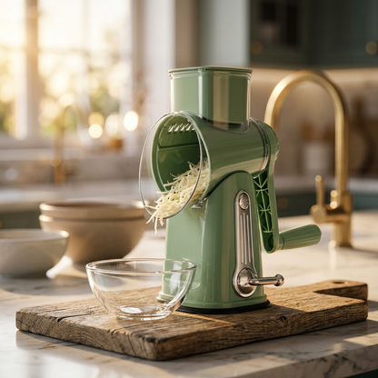 Rotary Cheese Grater & Vegetable Slicer with Suction Base